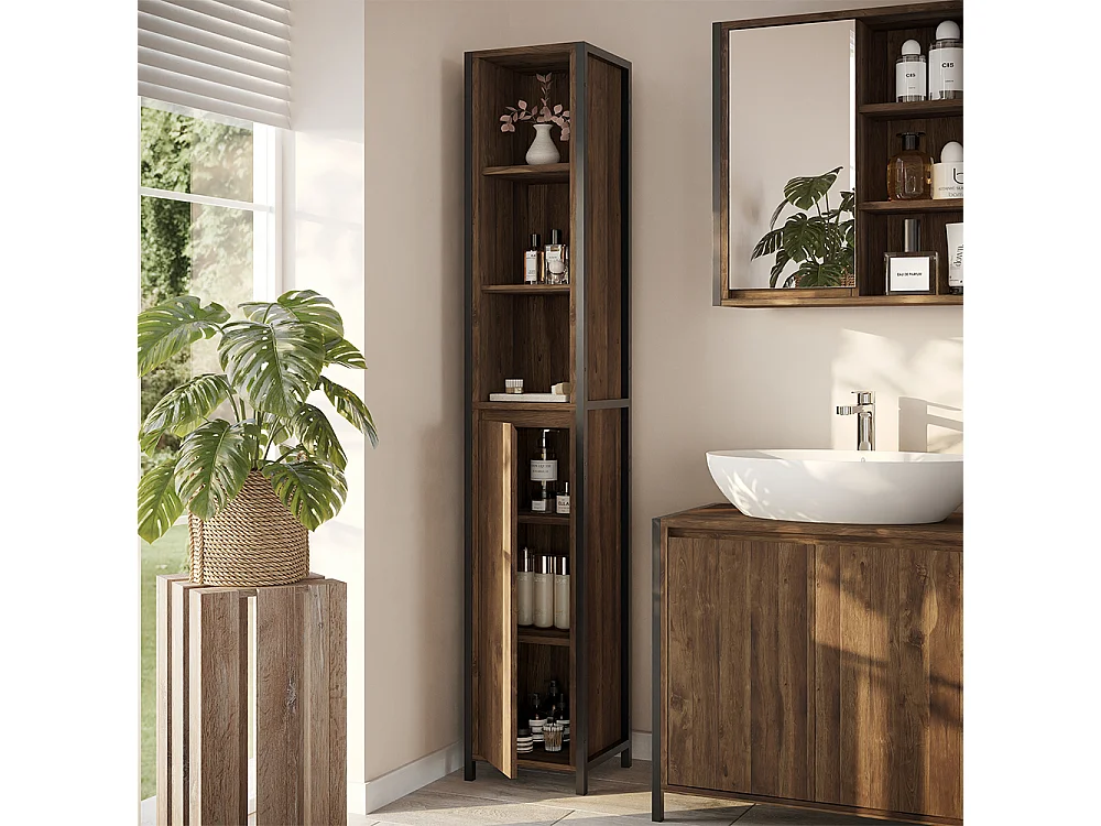 Meuble salle de bain chêne/noir 30x28x167.5 naola