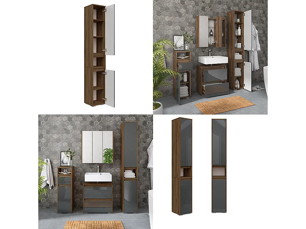 Badschrank anthrazit hochglanz 30.2x30x191.5 majest