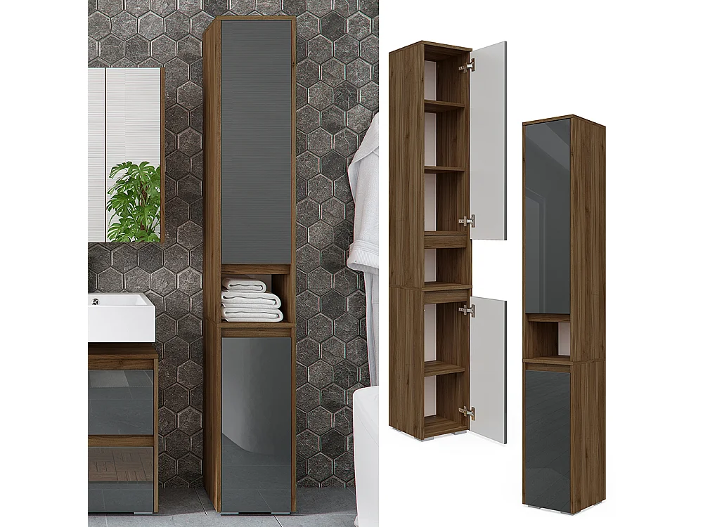 Meuble salle de bain anthracite haute brillance 30.2x30x191.5 majest