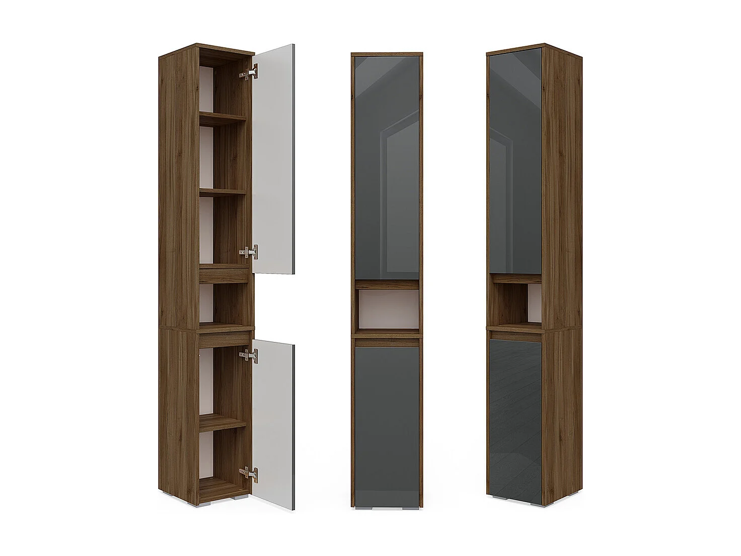 Meuble salle de bain anthracite haute brillance 30.2x30x191.5 majest