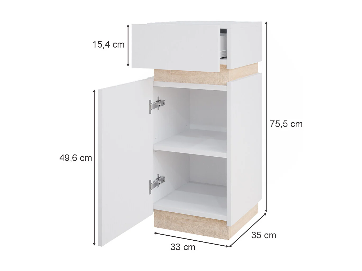 Meuble salle de bain blanc 33x35x75.5 gloria