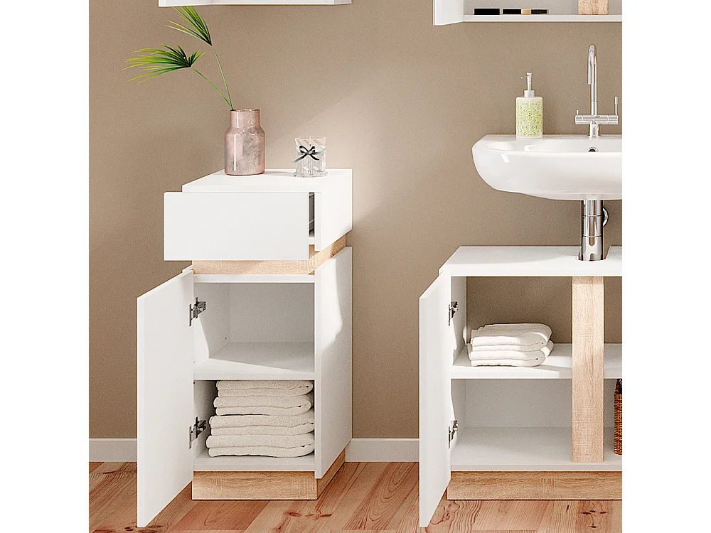 Meuble salle de bain blanc 33x35x75.5 gloria