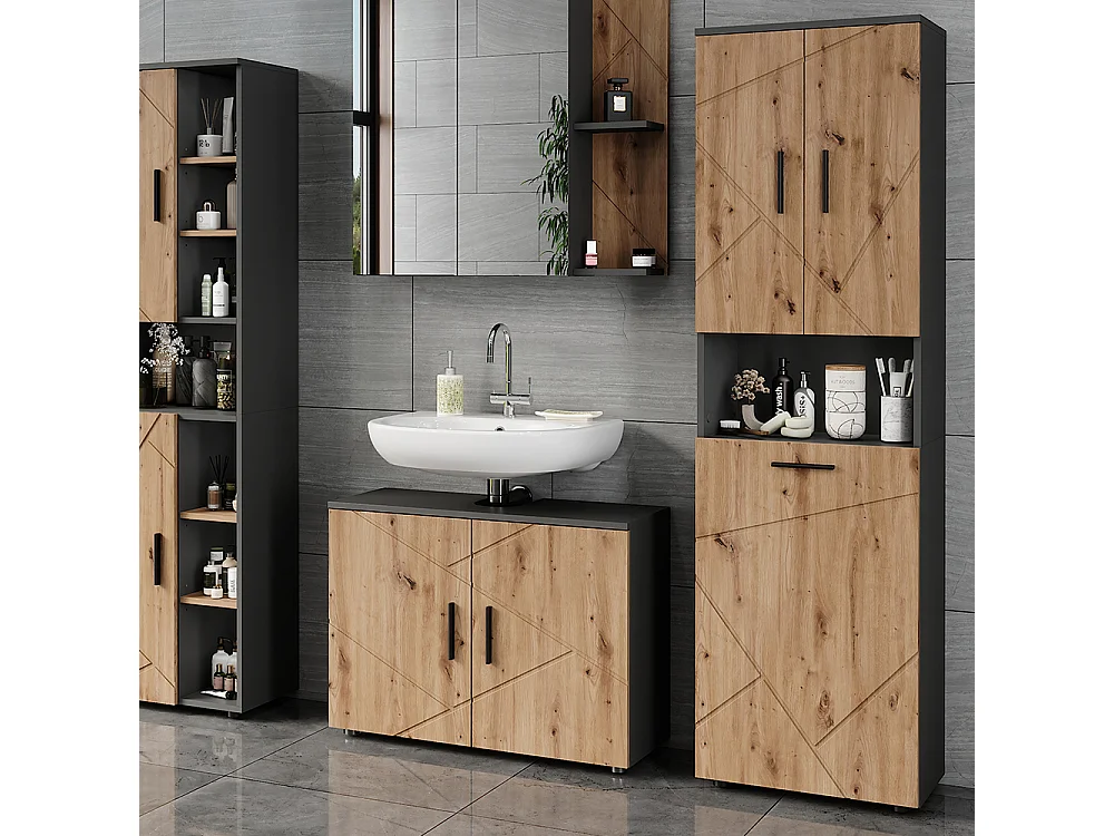 Armoire haute anthracite/artisan 50x30x172 irma