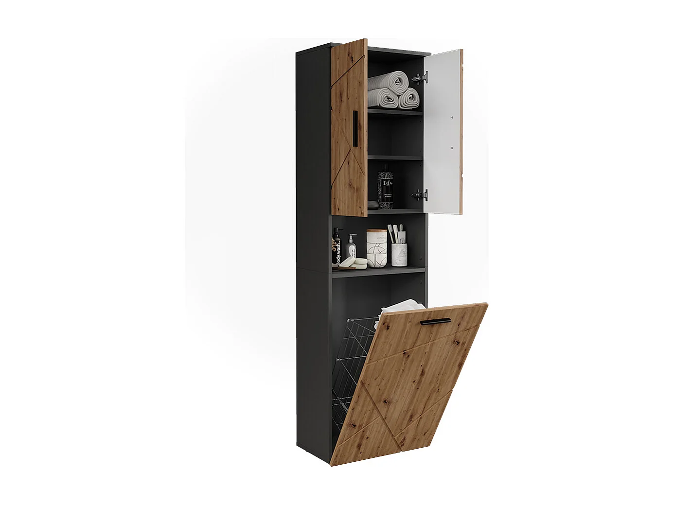 Armoire haute anthracite/artisan 50x30x172 irma