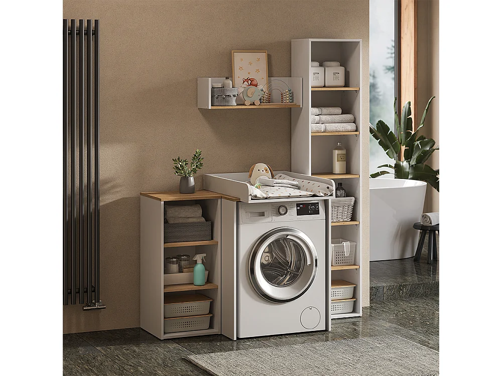 Meuble salle de bain blanc/artisan 40.2x27.3x188.6 viktor