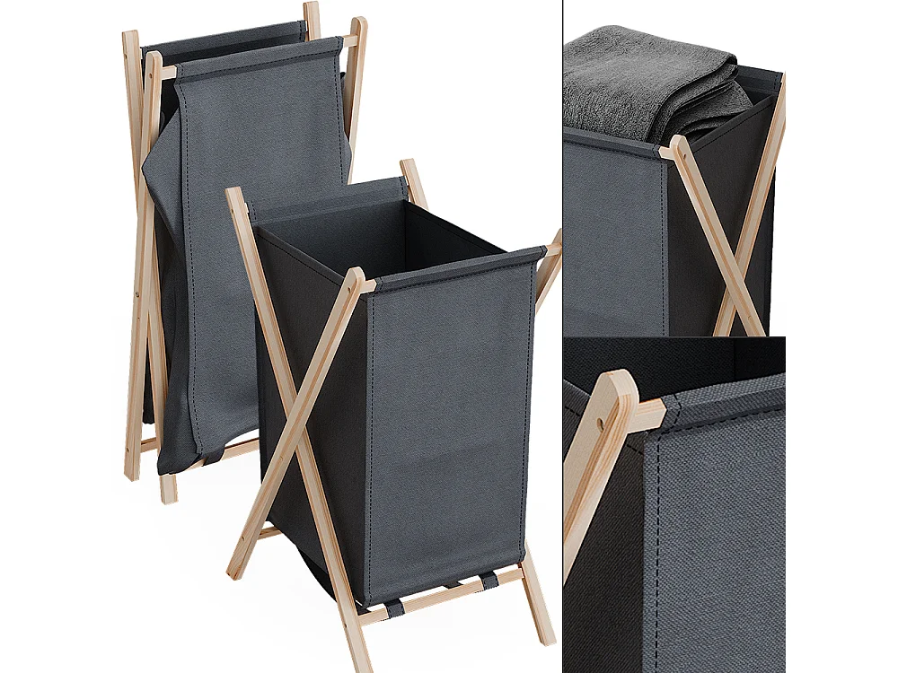 Panier à linge gris 40x45x64 bruno