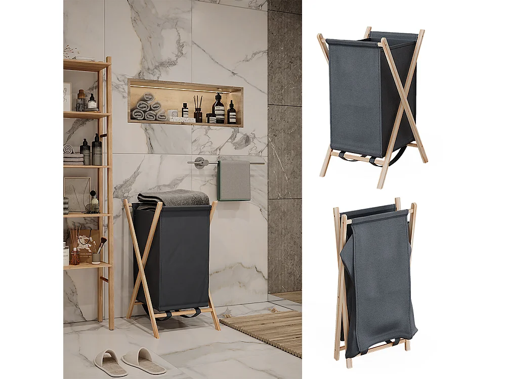 Laundry basket grey 40x45x64 bruno