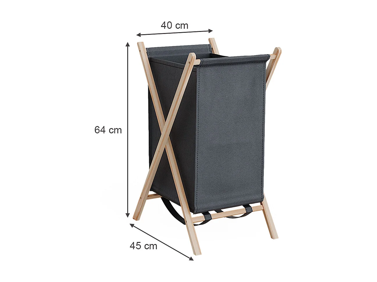 Laundry basket grey 40x45x64 bruno