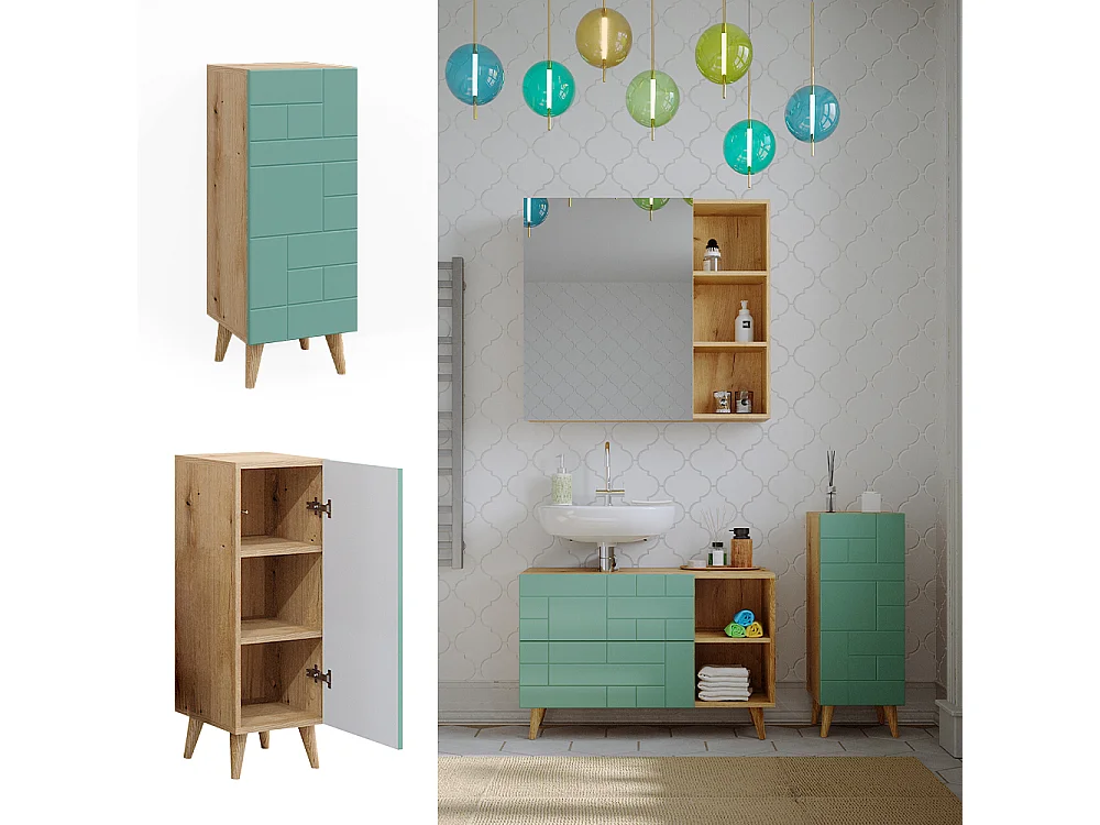 Meuble salle de bain vert menthe 30.3x31.2x80.3 rudi