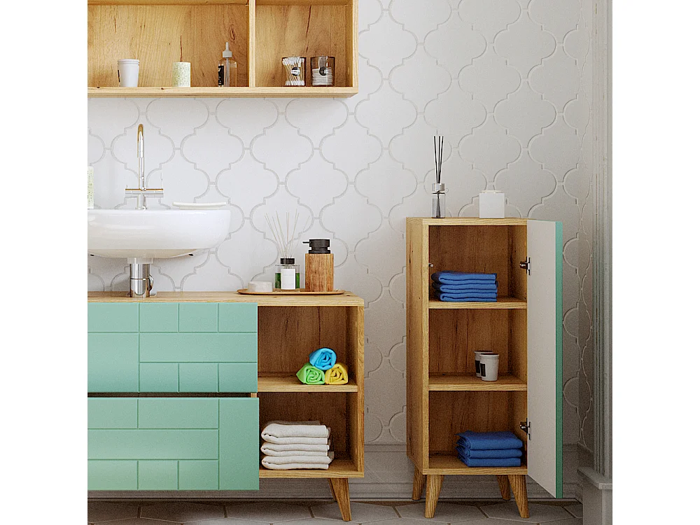 Meuble salle de bain vert menthe 30.3x31.2x80.3 rudi