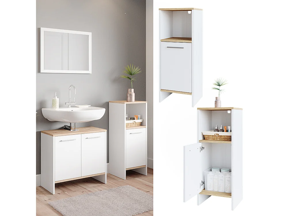 Meuble salle de bain blanc 32x28.1x82.2 elvio