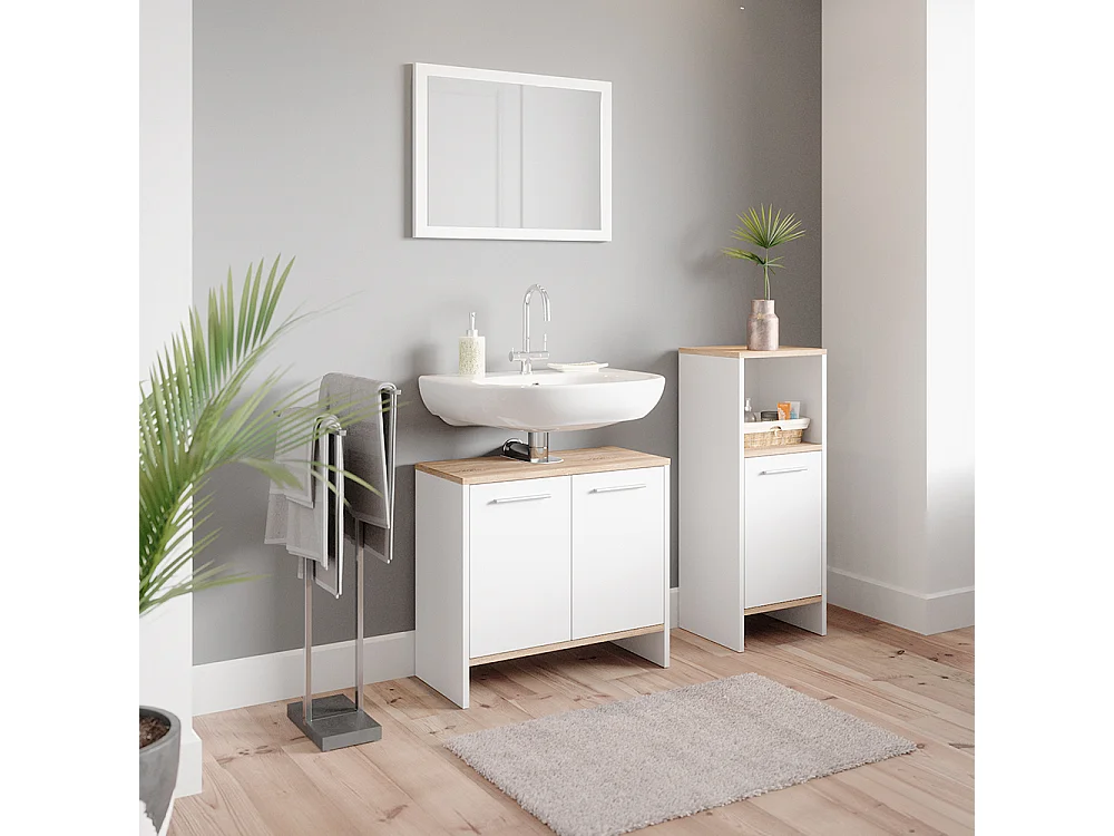 Meuble salle de bain blanc 32x28.1x82.2 elvio