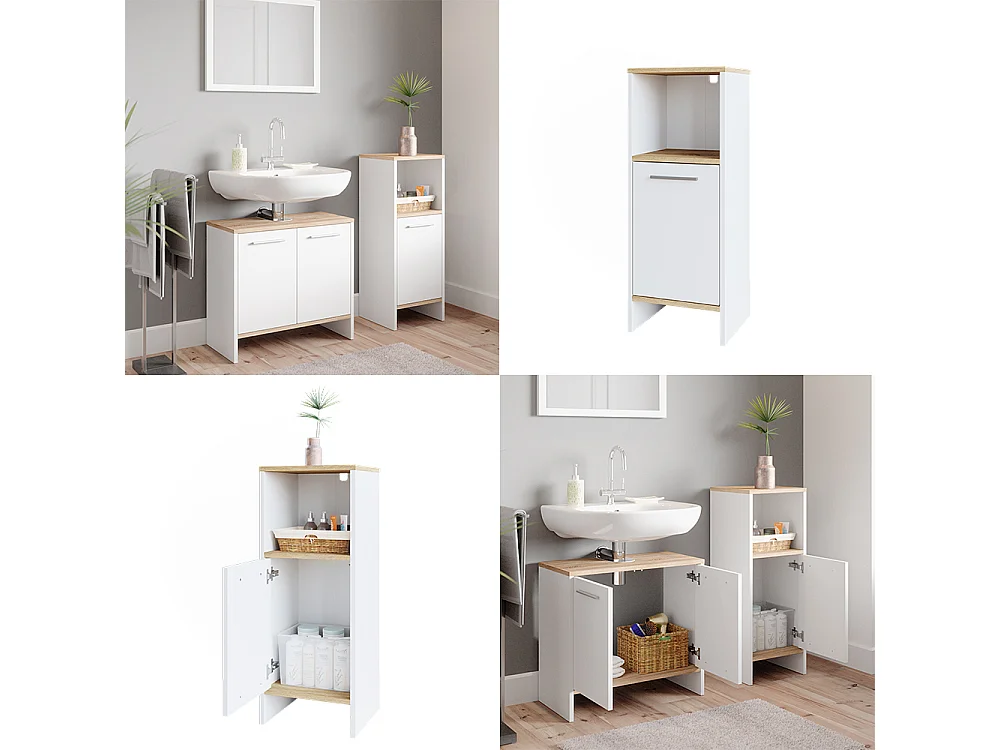 Meuble salle de bain blanc 32x28.1x82.2 elvio