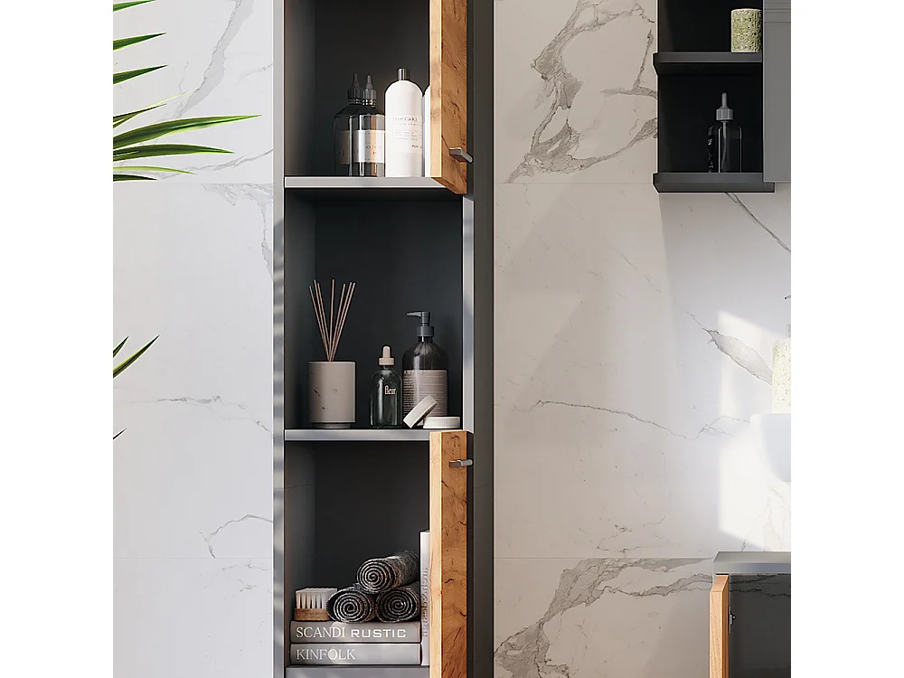 Armoire haute anthracite/chêne doré 30.2x30x190 ilias