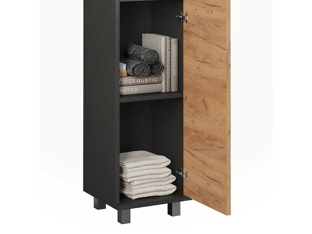 Armoire haute anthracite/chêne doré 30.2x30x190 ilias