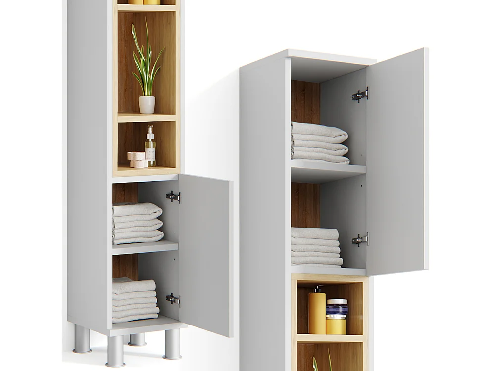 Meuble salle de bain blanc 30x30x190 aquis