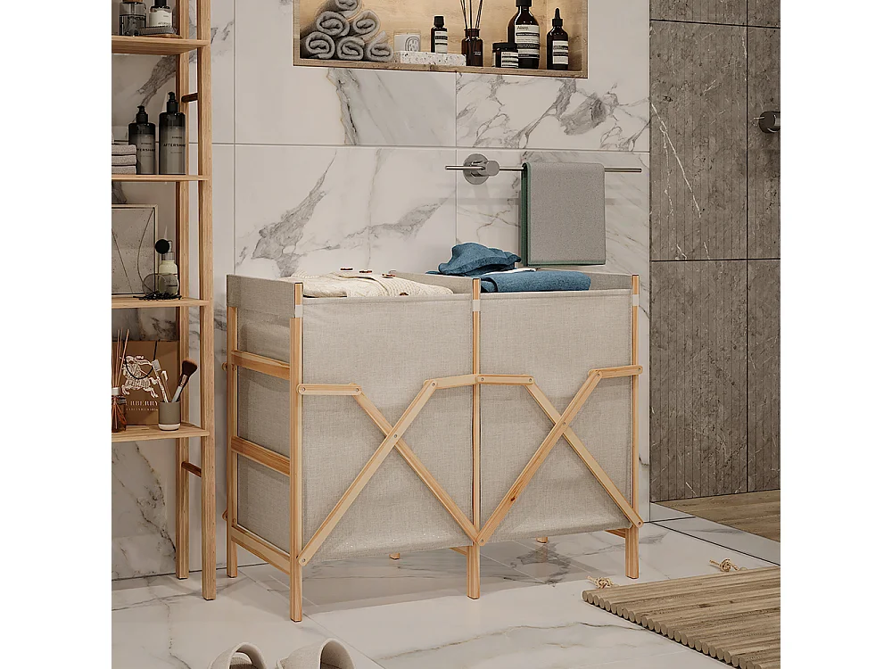 Mobiletto da bagno per lavanderia beige 80x40x64 bruno