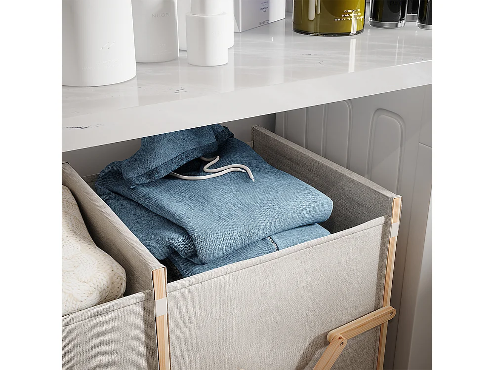 Mobiletto da bagno per lavanderia beige 80x40x64 bruno