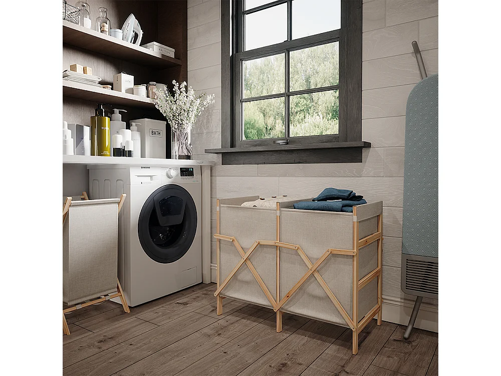 Mobiletto da bagno per lavanderia beige 80x40x64 bruno