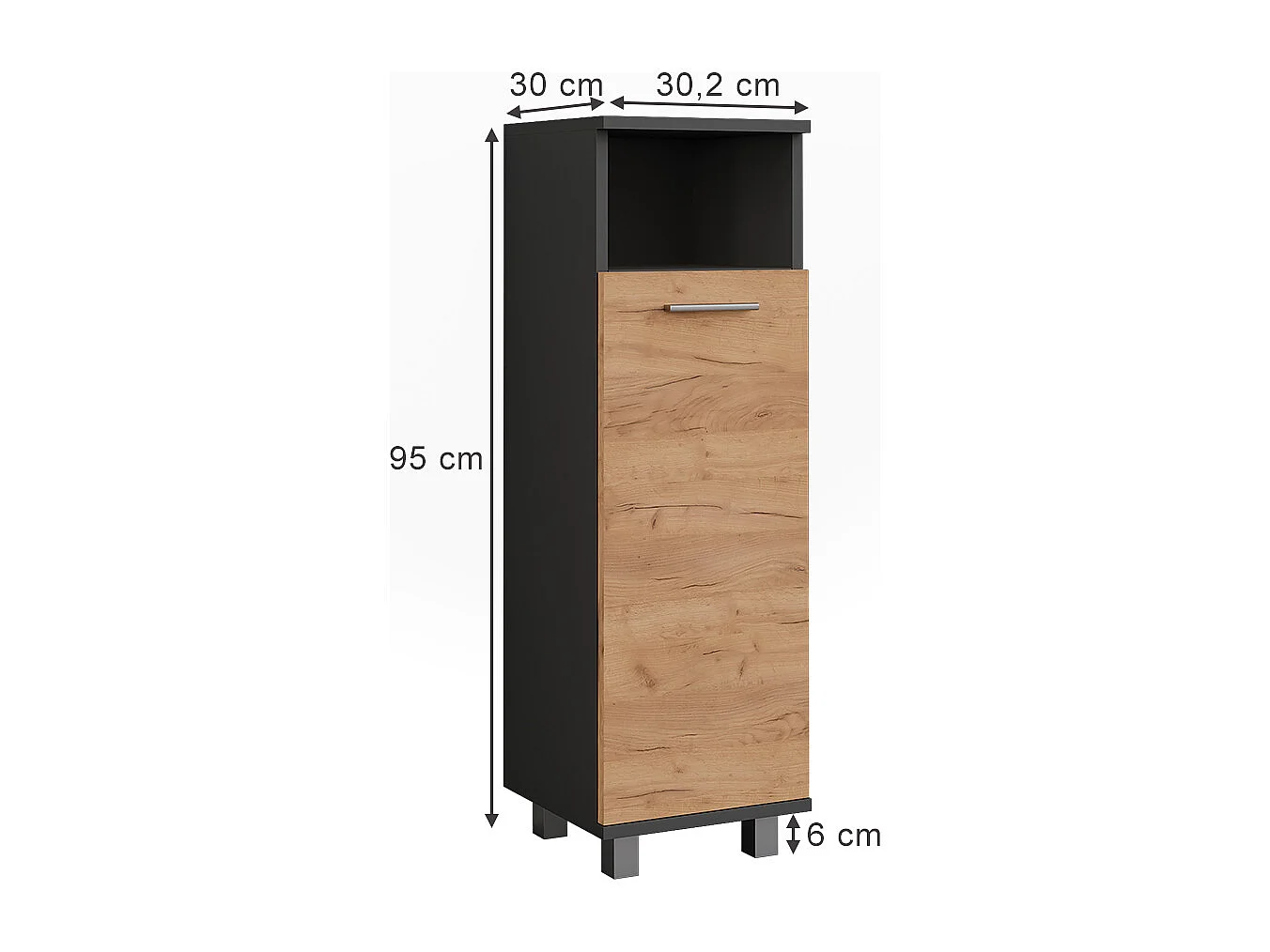 Midischrank goldkraft eiche/anthrazit 30.2x30x95 ilias