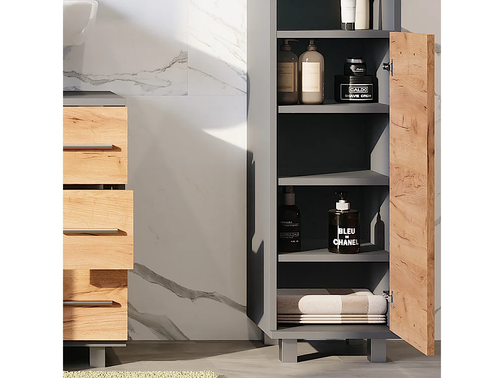 Midischrank goldkraft eiche/anthrazit 30.2x30x95 ilias