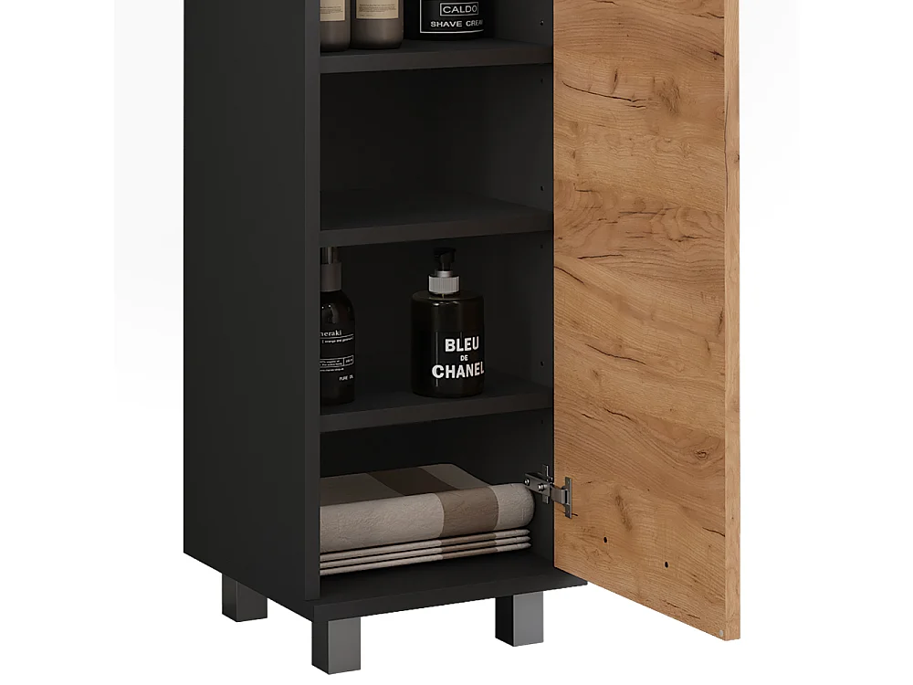 Midischrank goldkraft eiche/anthrazit 30.2x30x95 ilias