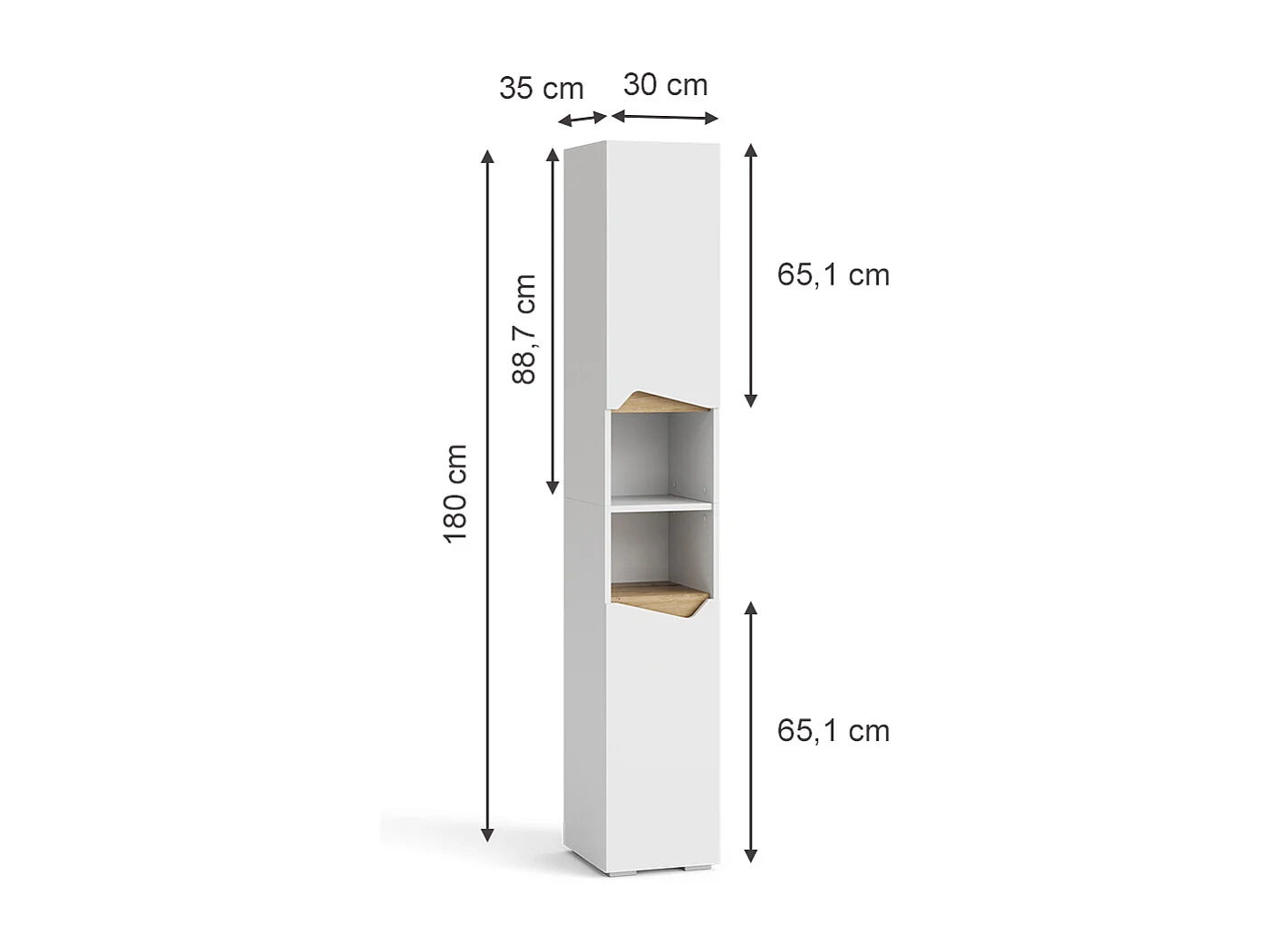 Meuble salle de bain blanc/artisan 30x35x180 marelle