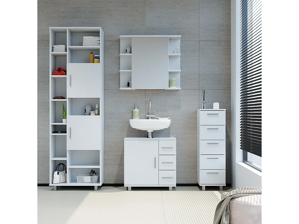 Badschrank weiß 60x30x190 ilias