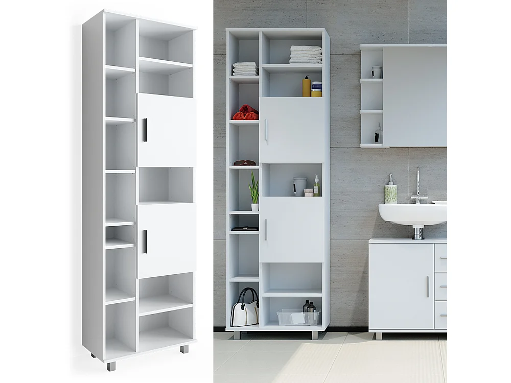 Meuble salle de bain blanc 60x30x190 ilias