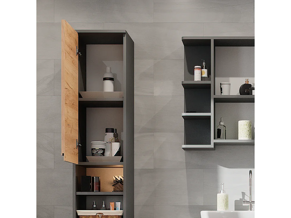 Badschrank grau 30x30x190 j-shape