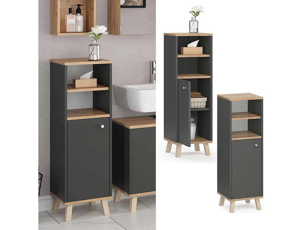 Meuble salle de bain anthracite 30x30x95 senyo