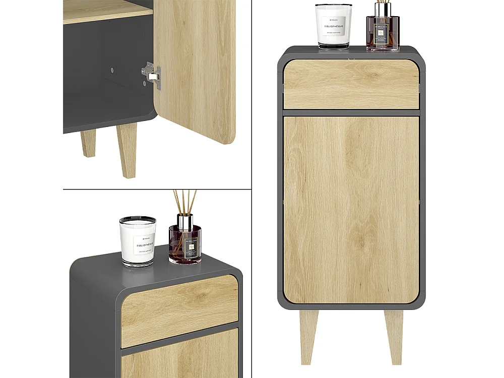 Meuble middle anthracite/chêne 40x30x81 arla