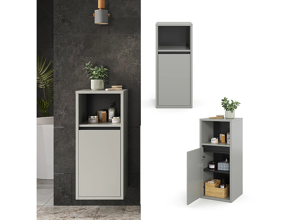 Meuble salle de bain gris 33x38x80 viola