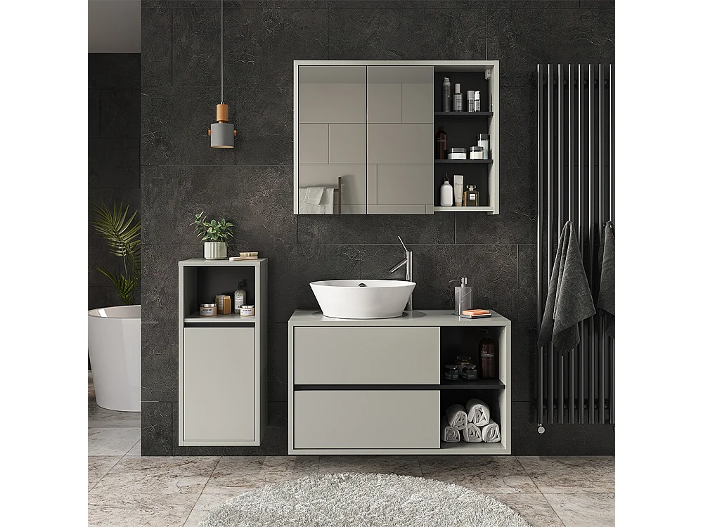 Meuble salle de bain gris 33x38x80 viola