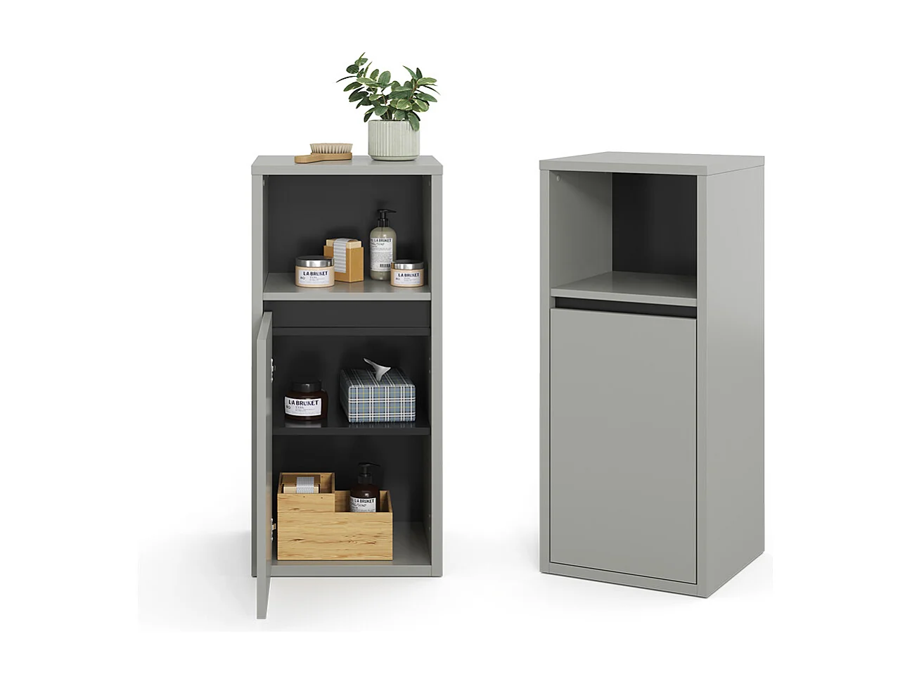 Meuble salle de bain gris 33x38x80 viola