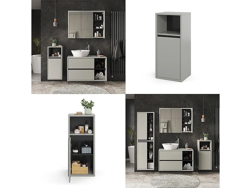 Meuble salle de bain gris 33x38x80 viola