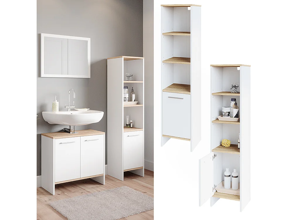 Meuble salle de bain blanc 32x28.1x136.6 elvio