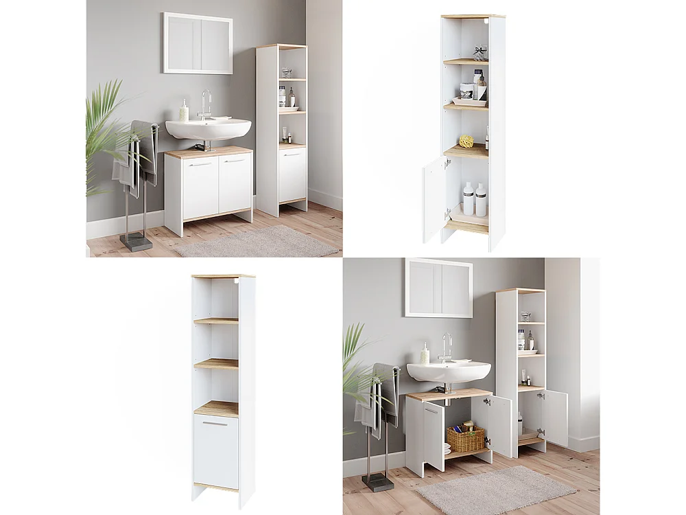 Meuble salle de bain blanc 32x28.1x136.6 elvio