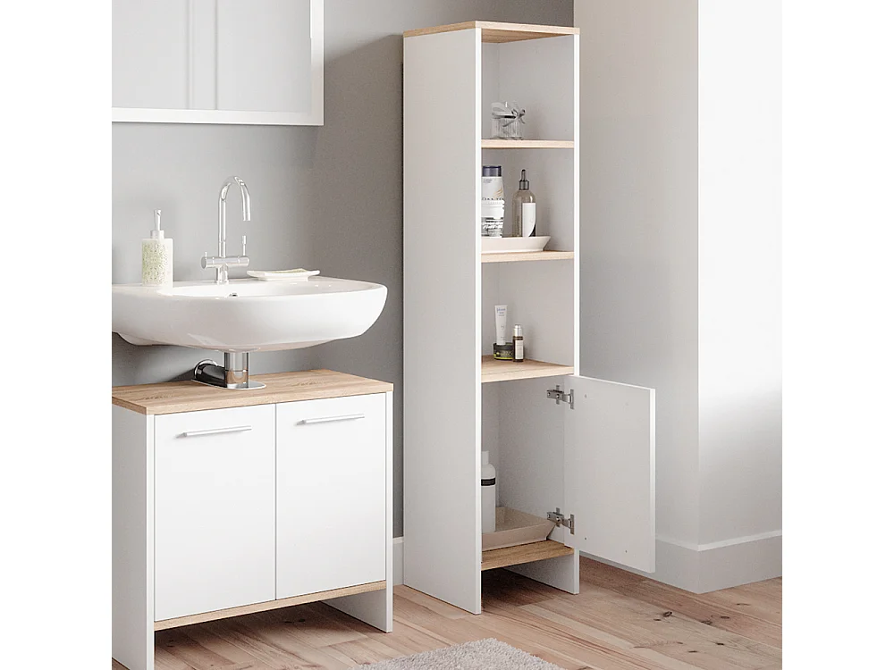 Meuble salle de bain blanc 32x28.1x136.6 elvio