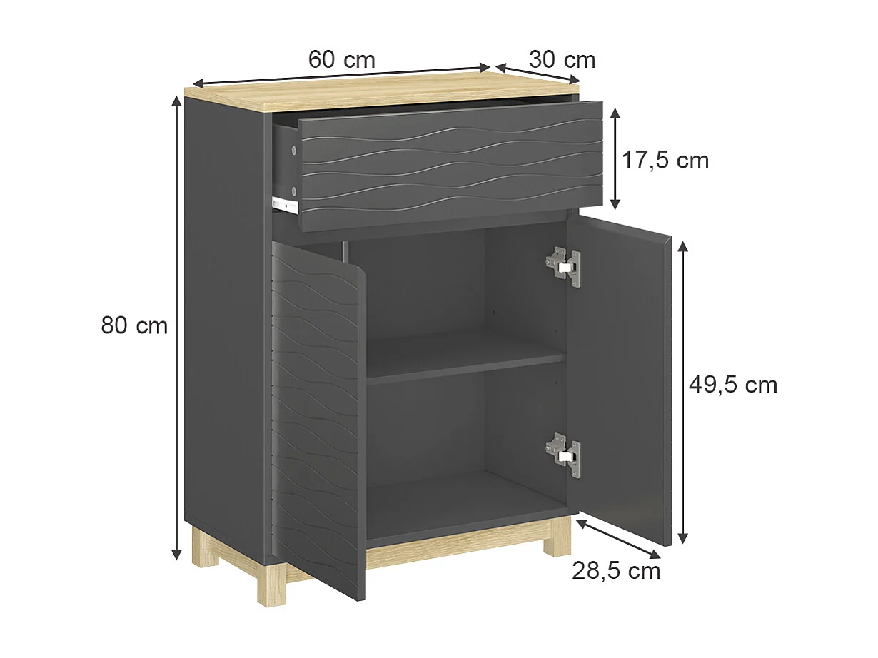 Meuble middle anthracite 60x30x80 livia