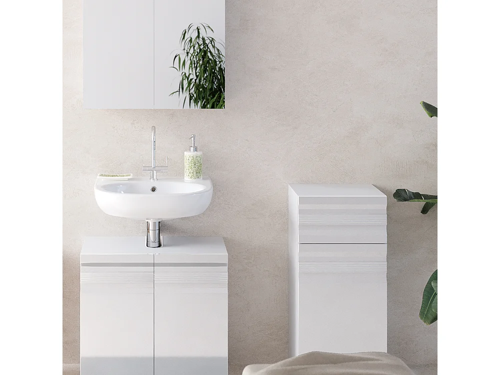 Meuble salle de bain blanc haute brillance 36.4x31x79 fredd