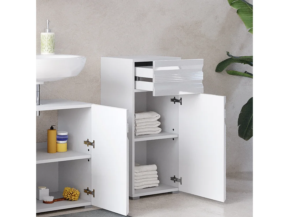 Meuble salle de bain blanc haute brillance 36.4x31x79 fredd