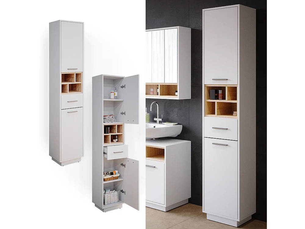 Badschrank weiß 38x30x190 beatrice