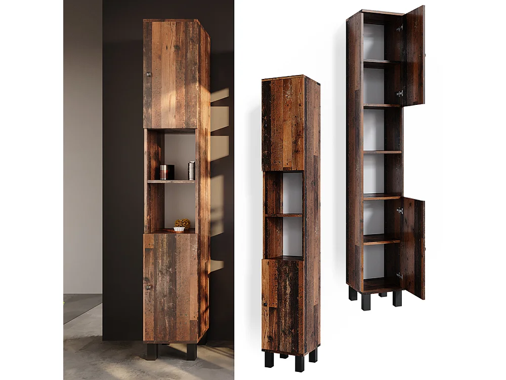 Badschrank eiche rustikal 30x30x190 fynn