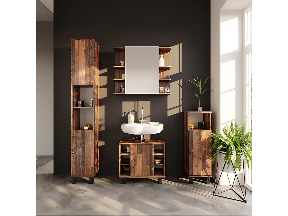 Badschrank eiche rustikal 30x30x190 fynn