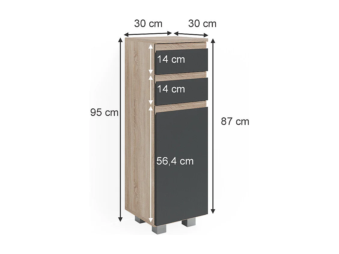Midischrank anthrazit 30x30x95 j-shape