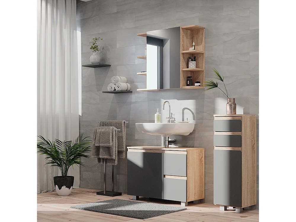 Midischrank anthrazit 30x30x95 j-shape