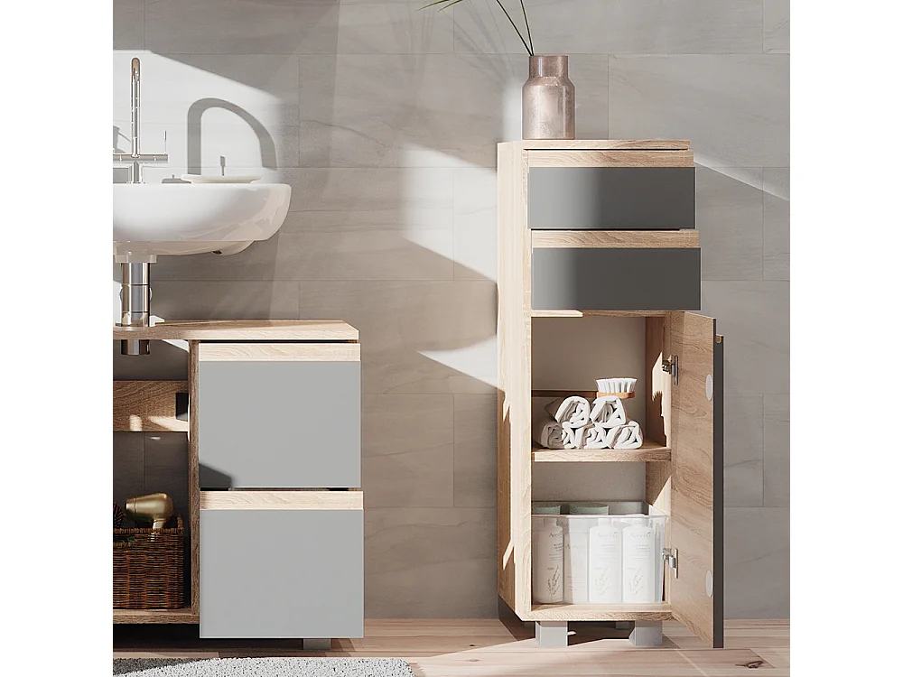 Meuble salle de bain anthracite 30x30x95 j-shape