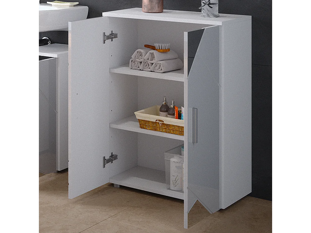 Midischrank weiß hochglanz mit einsätzen 60x30x81 irma