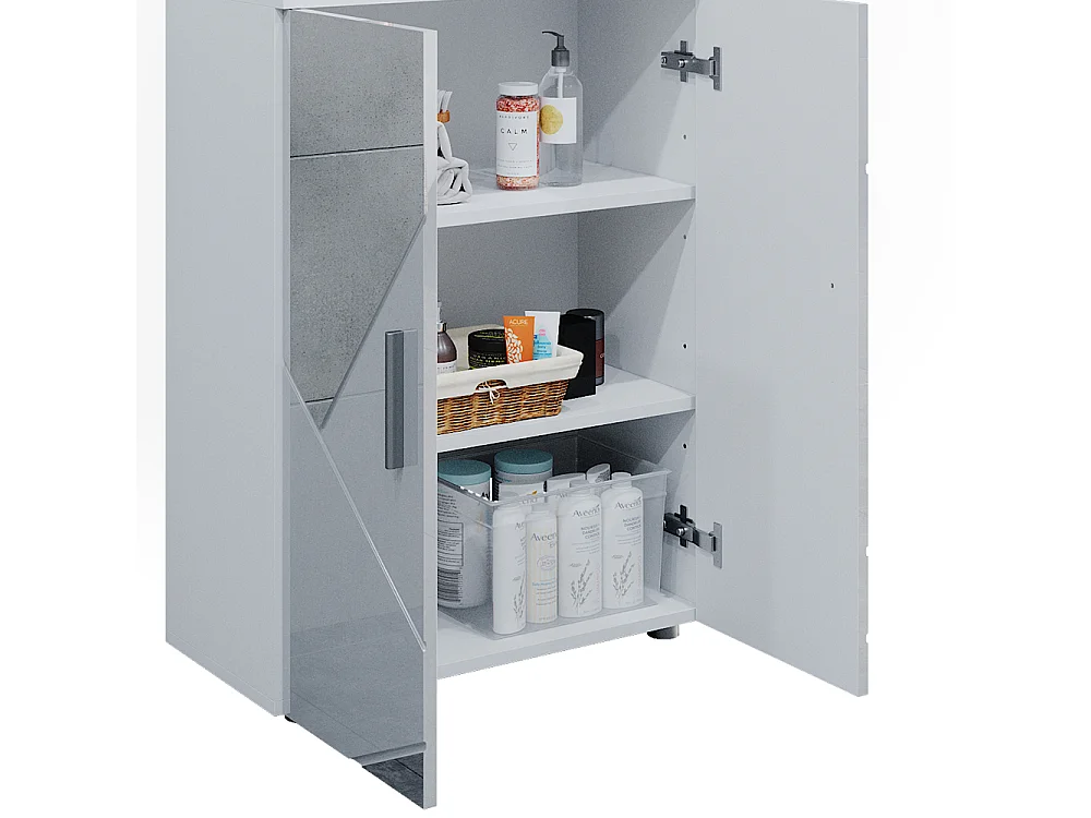 Midischrank weiß hochglanz mit einsätzen 60x30x81 irma